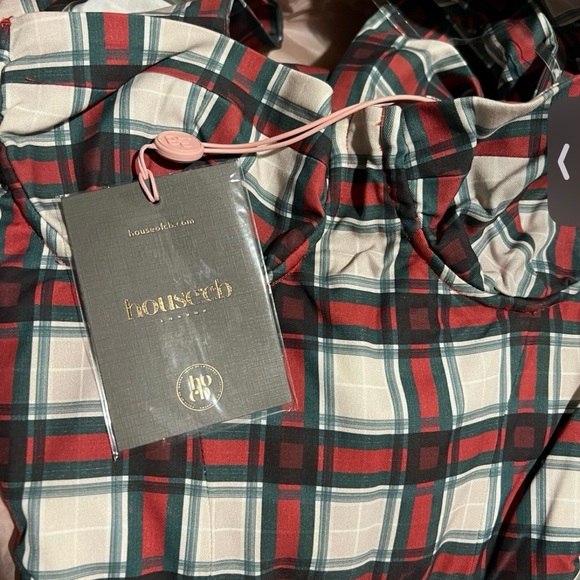 House of CB Plaid Long Sleeve Dress - Red, Green, White - Picture 3 of 6